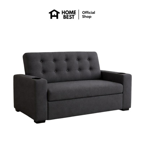 HomeBest โซฟาผ้าแคนวาส รุ่น Aveline 2 ที่นั่ง  มีที่วางแก้ว