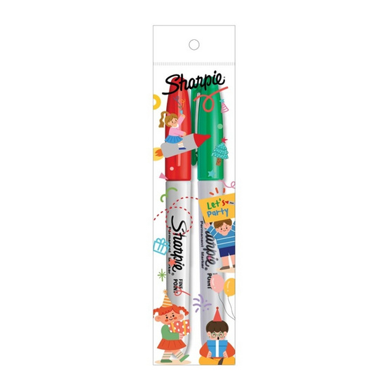 Sharpie ปากกามาร์คเกอร์ชาร์ปี้ไฟน์ แพ็กคู่ สีแดง+สีเขียว (แพ็ก 2 ด้าม x 3 แพ็ก)