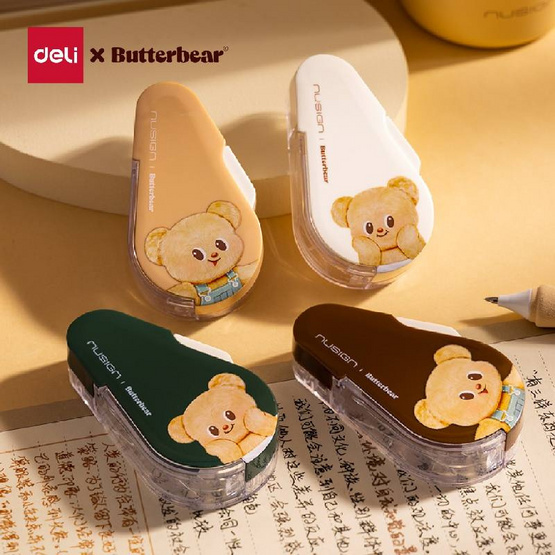 Deli เทปลบคำผิด 6 เมตร ลาย ButterBear NS161-B คละสี (แพ็ก 4 ชิ้น)
