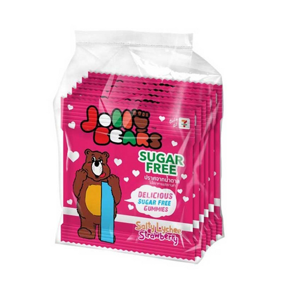 จอลลี่แบร์ เยลลี่ชูการ์ฟรีลิ้นจี่สตรอเบอรี่ คละแบบ 20 กรัม (แพ็ก 6 ชิ้น)