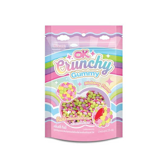 โอเค กัมมี่ครั้นช์ชี่กลิ่นมิกซ์เบอร์รี่ 25 กรัม (แพ็ก 6 ชิ้น)