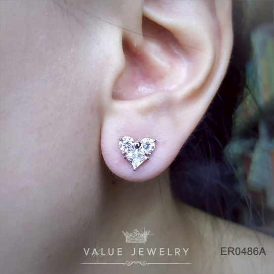 ValueJewelry เซ็ตเครื่องประดับคริสตัล ชุบทองคำขาว ลาย หัวใจ Heart