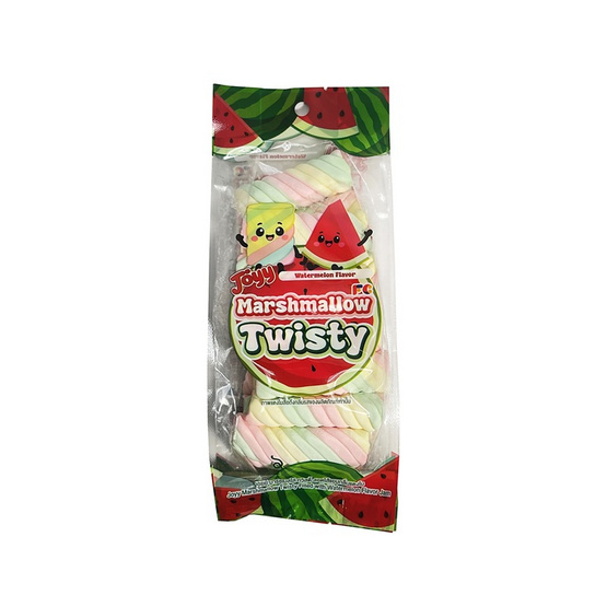 จอยย์ มาร์ชเมลโล่ทวิสตี้สอดไส้แยมกลิ่นแตงโม 120 กรัม (แพ็ก 6 ชิ้น)