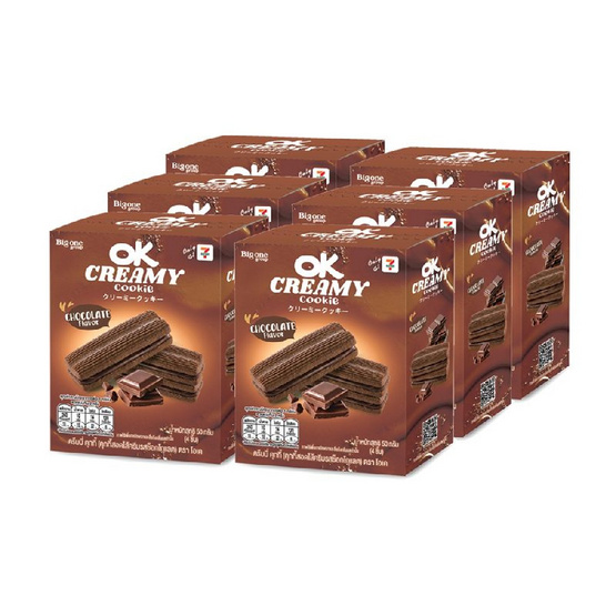 โอเคครีมมี่ คุกกี้สอดไส้ครีมรสช็อกโกแลต 50 กรัม (แพ็ก 6 ชิ้น)