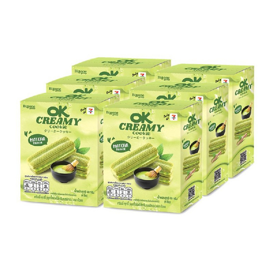 โอเคครีมมี่ คุกกี้สอดไส้ครีมรสมัทฉะ 50 กรัม (แพ็ก 6 ชิ้น)