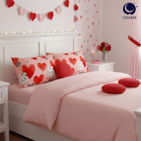 Charm หมอนหนุนเเพ็กคู่ Valentine's Rabbit 17x27 นิ้ว