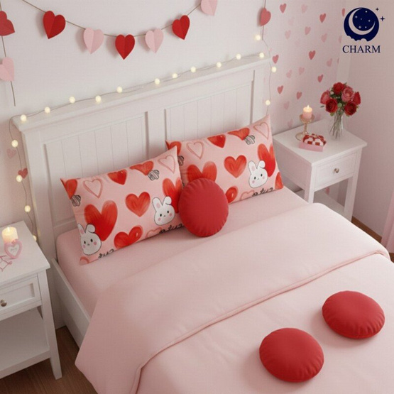 Charm หมอนหนุนเเพ็กคู่ Valentine's Rabbit 17x27 นิ้ว