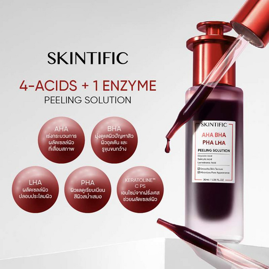 Skintific เอเฮชเอ บีเฮชเอ พีเฮชเอ แอลเฮชเอ พีลลิ่ง โซลูชั่น 10 มล. (แพ็ก 6 ซอง)