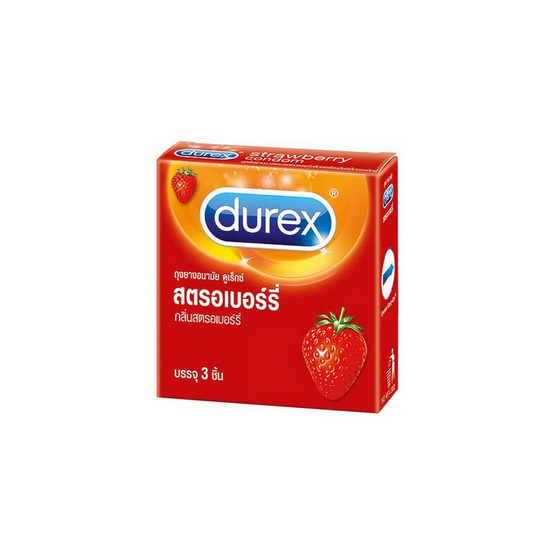 ดูเร็กซ์ ถุงยางอนามัย สตรอเบอร์รี่ 52.5 มม. บรรจุ 3 ชิ้น/กล่อง (แพ็ก 12 กล่อง)