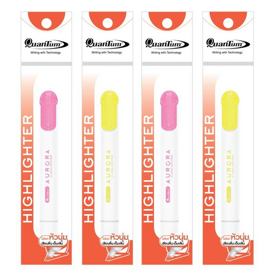 Quantum ปากกาเน้นข้อความ Highlighter AURORA นีออน คละสี (แพ็ก 4 ด้าม)