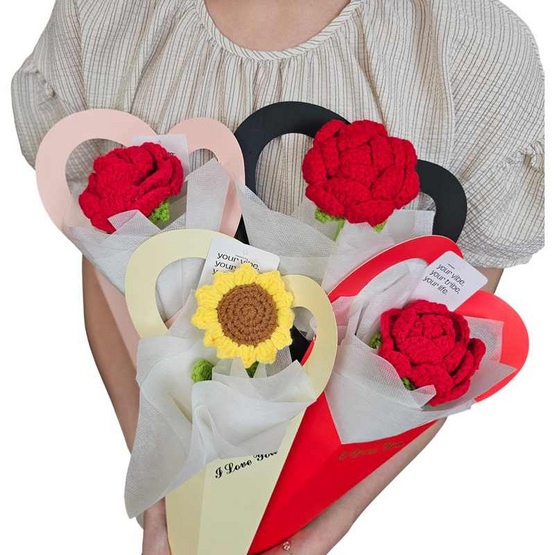 BangkokFlower ช่อดอกไม้ถักโครเชต์ 1 ดอก