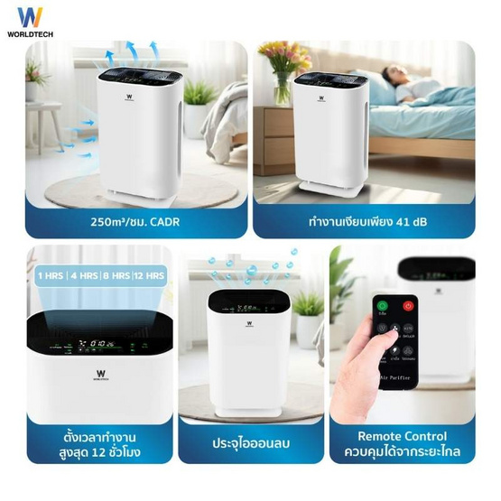 Worldtech เครื่องฟอกอากาศ 40-50 ตร.ม. รุ่น WT-P50