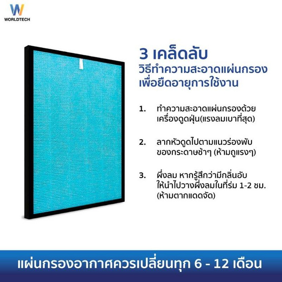 Worldtech ไส้กรองอากาศ 30-40 ตร.ม. รุ่น WT-P40-Filter