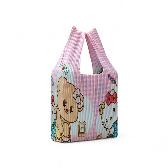 ถุงผ้าพลีท Hello Kitty X Butterbear ขนาด 17 X 18 นิ้ว สีชมพู