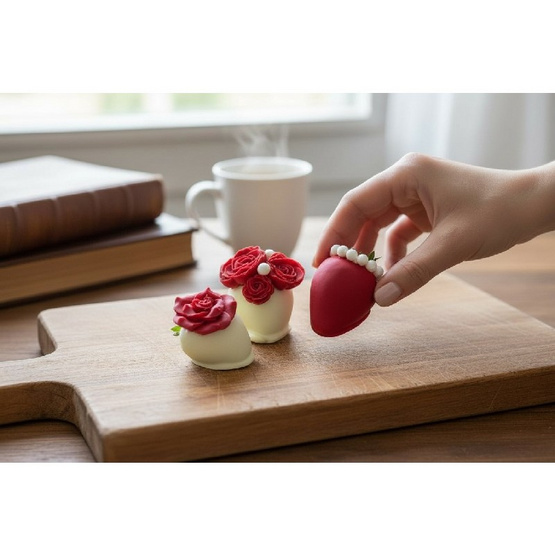 Love Strawberry สตรอว์เบอร์รีสดเคลือบไวท์ช็อกโกแลต กุหลาบแดงคลาสสิค