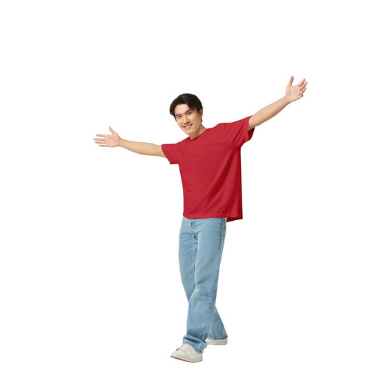 GQ EASY เสื้อยืดคอกลม สีแดง