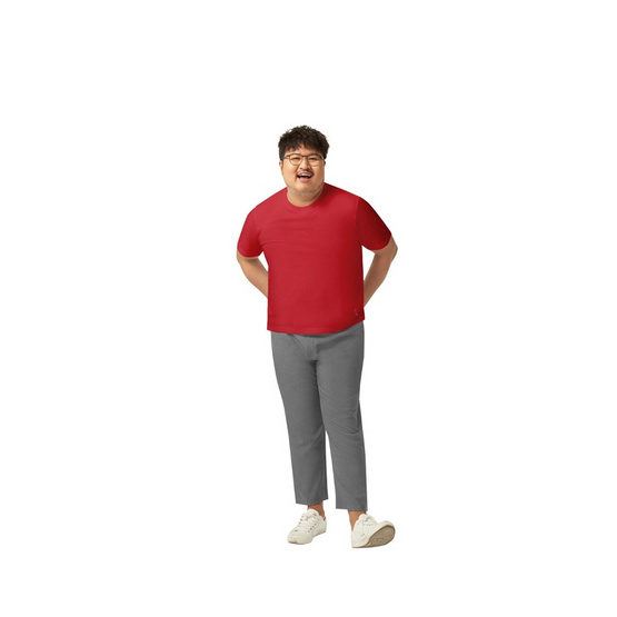 GQ EASY เสื้อยืดคอกลม สีแดง