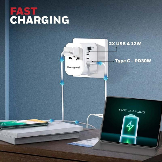 Honeywell หัวแปลงปลั๊กไฟ Universal World Travel รุ่น HC000030/CHG/TRV/WHT