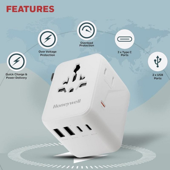 Honeywell หัวแปลงปลั๊กไฟ Universal World Travel