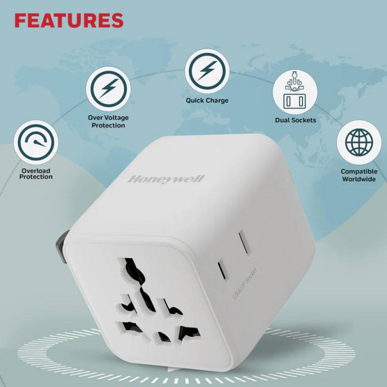 Honeywell หัวแปลงปลั๊กไฟ Universal World Travel