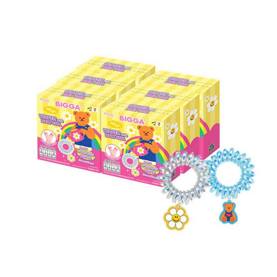 บิ๊กก้า เวเฟอร์สตรอเบอร์รี่พร้อมยางรัดผมWigglewiggle คละลาย 15 กรัม (แพ็ก 6 ชิ้น)