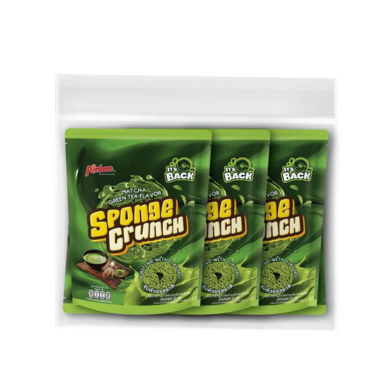 สปอนจ์ครันช์ ขนมอบกรอบเคลือบรสชาเขียวมัทฉะ 50 กรัม (แพ็ก 6 ชิ้น)