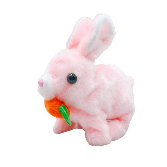 Mastery Toys กระต่ายขนปุยคาบแครอทใส่ถ่าน สีชมพู
