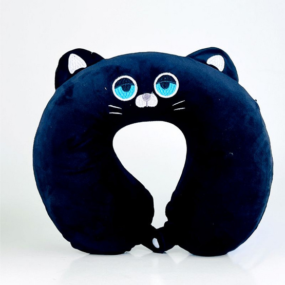 Mastery Toys หมอนรองคอสัตว์น้อยน่ารัก สีดำ