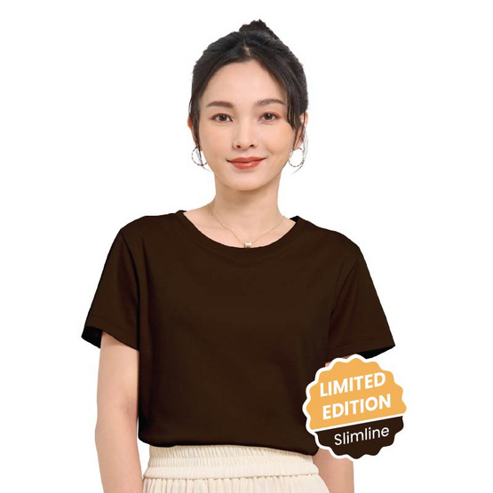 M2S Lifestyle เสื้อยืดคอกลมหญิง น้ำตาลช็อคโกแลต