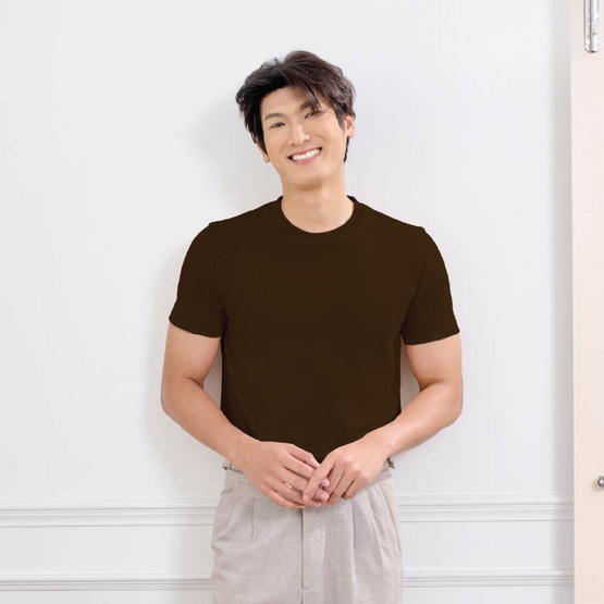 M2S Lifestyle เสื้อยืดคอกลมชาย น้ำตาลช็อคโกแลต