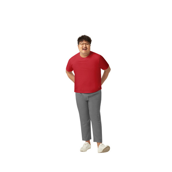 GQ EASY เสื้อยืดคอกลม สีแดง