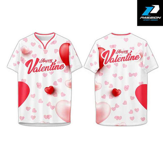 Passion  เสื้อคอวี  ลาย Couple ขาว