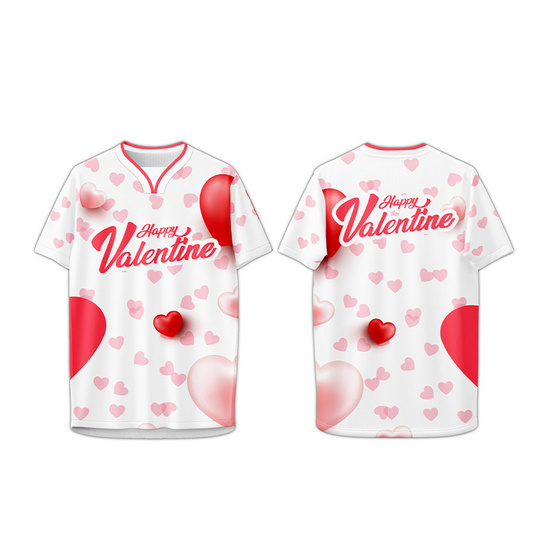 Passion  เสื้อคอวี  ลาย Couple ขาว