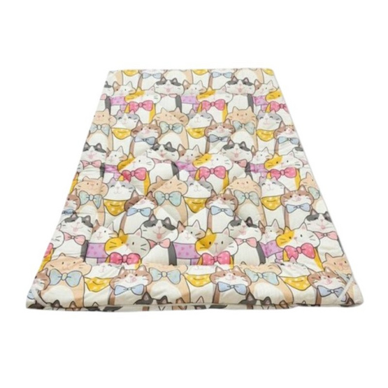 Fluffy แผ่นรองนอน ลาย PINK CAT ขนาด 6ft หนา3นิ้ว
