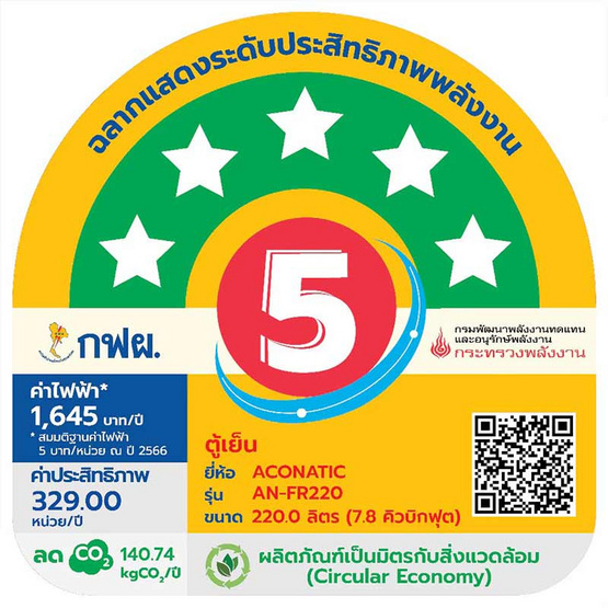 ACONATIC ตู้เย็น 2 ประตู รุ่น AN FR220 ขนาด 7.8Q