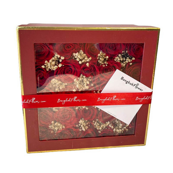 BangkokFlower กุหลาบอบแห้งสีแดงในกล่องพรีเมี่ยม