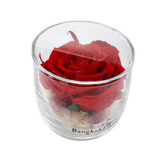 BangkokFlower กุหลาบอบแห้งสีแดง 1 ดอกในแก้ว 001