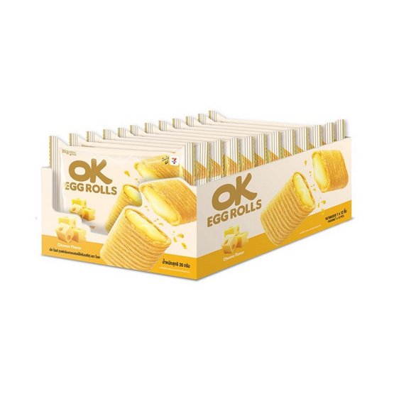 โอเค เอ้กโรลส์เวเฟอร์สอดไส้ครีมรสชีส 20 กรัม (แพ็ก 12 ชิ้น)
