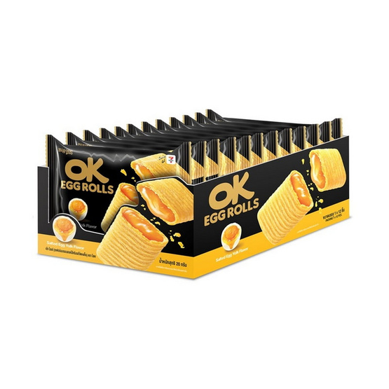 โอเค เอ้กโรลส์เวเฟอร์สอดไส้ครีมรสไข่แดงเค็ม 20 กรัม (แพ็ก 12 ชิ้น)