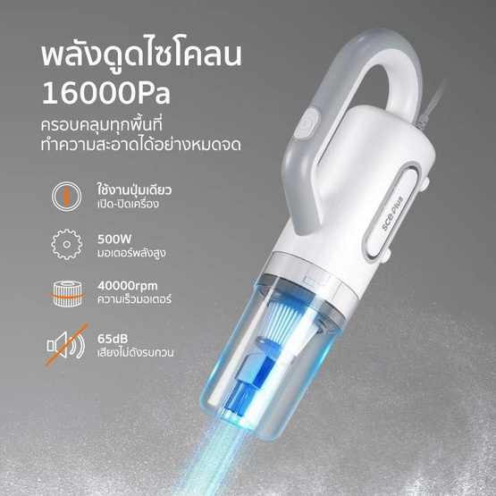 SCE PLUS เครื่องดูดฝุ่นแรงดูดสูง 16000Pa รุ่น Dust VC-A