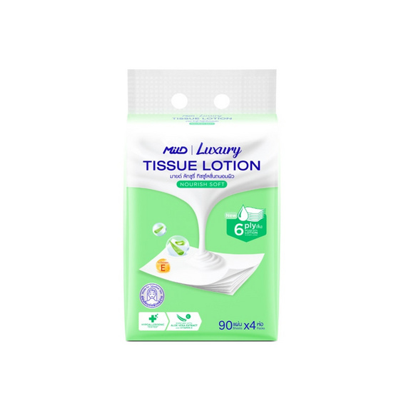 มายด์ ลักชูรี่ นูริชซอฟท์ ทิชชู่โลชั่น 90 แผ่น (แพ็ก 4 ห่อ)