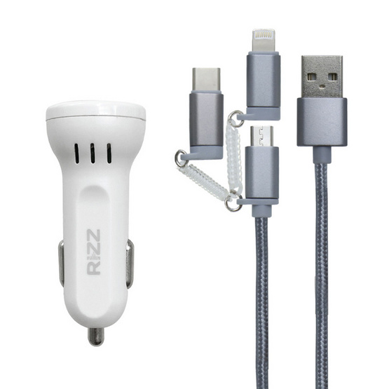 Rizz 2in1 Car Charger Set 3A รุ่น RAE-303H White