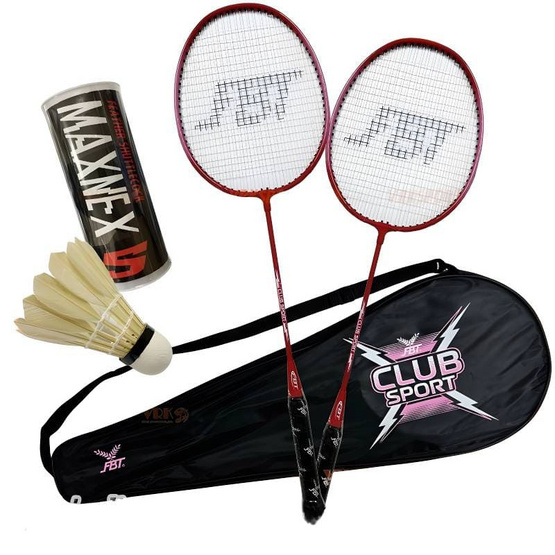 FBT ไม้แบดมินตัน แพ็คคู่ รุ่น CLUB SPORT พร้อมลูกขนไก่ 3 ลูก รุ่น SPEQ-BAT003