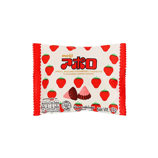 เมจิ ขนมหวานรสช็อกโกแลตนมและสตรอเบอร์รี่อัพโรล 21 กรัม (กล่อง 10 ชิ้น)