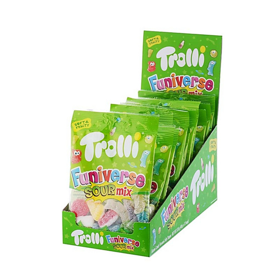 ทรอลลี่ กัมมี่ฟันนิเวิร์สซาวร์มิกซ์ 48 กรัม (แพ็ก 12 ชิ้น)