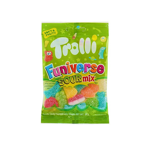 ทรอลลี่ กัมมี่ฟันนิเวิร์สซาวร์มิกซ์ 48 กรัม (แพ็ก 12 ชิ้น)