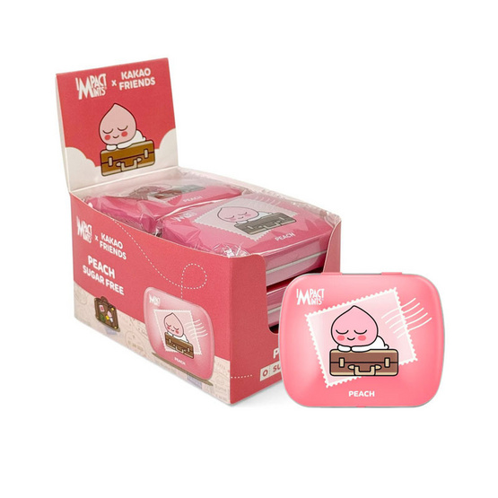 อิมแพ็คมินต์ ลูกอมซูกาฟรีพีชมินกาเกาตลับ 15 กรัม (แพ็ก 6 ชิ้น)