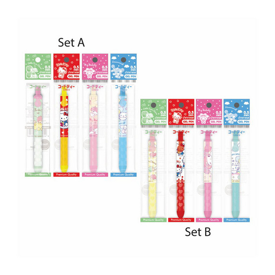 CODE:D ปากกาเจลมินิ 0.5 มม. Sanrio คละลาย (แพ็ก 4 ด้าม)