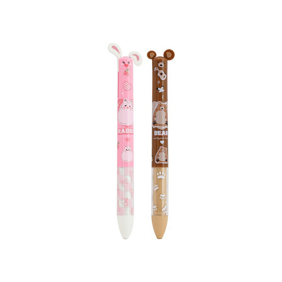 M&G ปากกาลูกลื่น 2 สี 0.7 มม. (หมึกน้ำเงิน+แดง) Soft Animals คละลาย (แพ็ก 4 ด้าม)