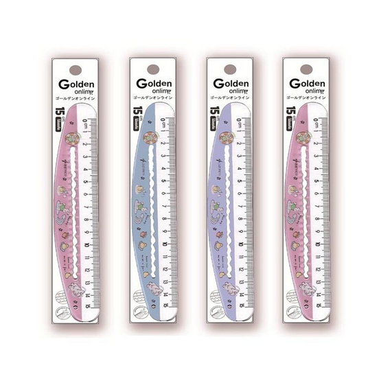 Golden ไม้บรรทัดแฟนซี 15 ซม. คละสี (แพ็ก 4 ชิ้น)